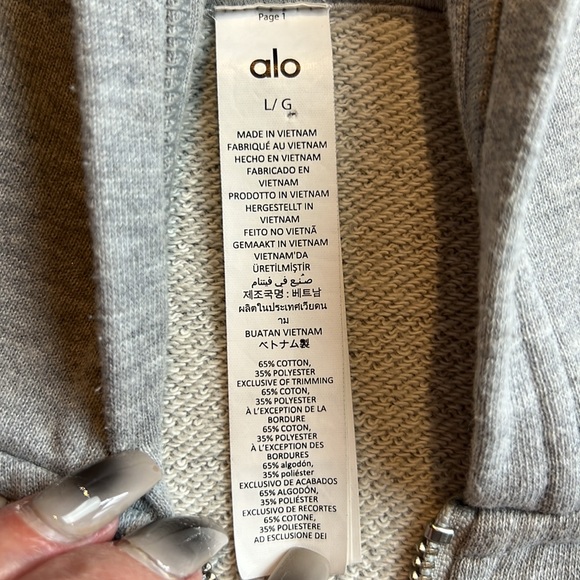 ALO YOGA Sweet Escape Zip Up Cropped Hoodie Grey SZ L - Picture 8 of 12